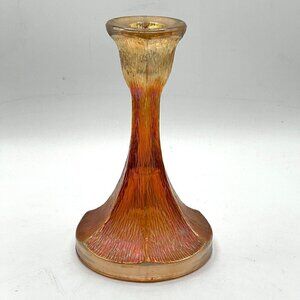 Vintage Carnival Glass Tree Bark Marigold Jeannette Glass Candlestick Holder